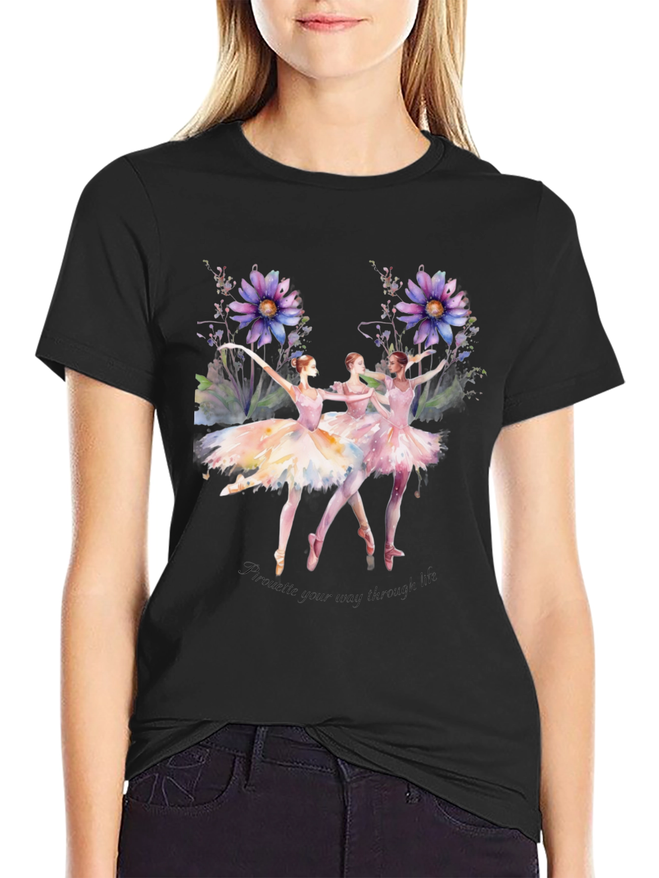 Ballerina Watercolor Graphic T-Shirt