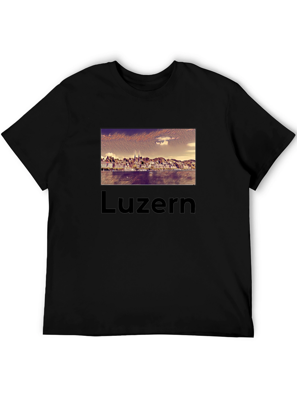 Lucerne Cityscape T-Shirt - Black Graphic Tee