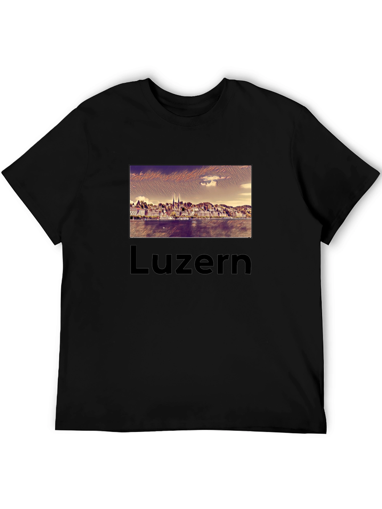 Lucerne Cityscape T-Shirt - Black Graphic Tee