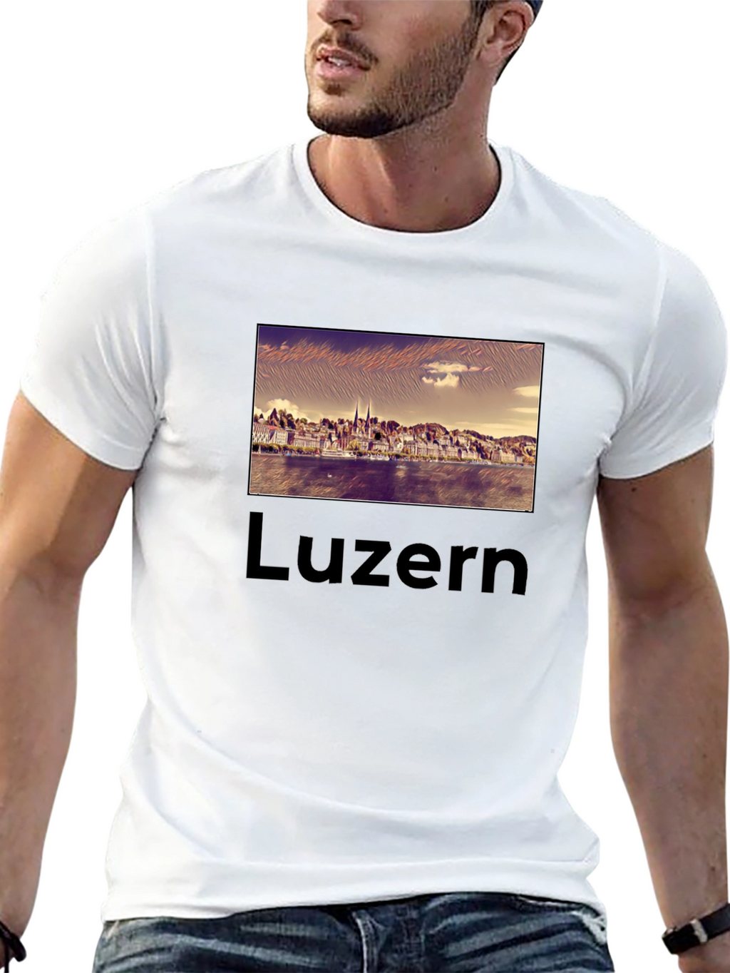 Lucerne Cityscape T-Shirt - Black Graphic Tee