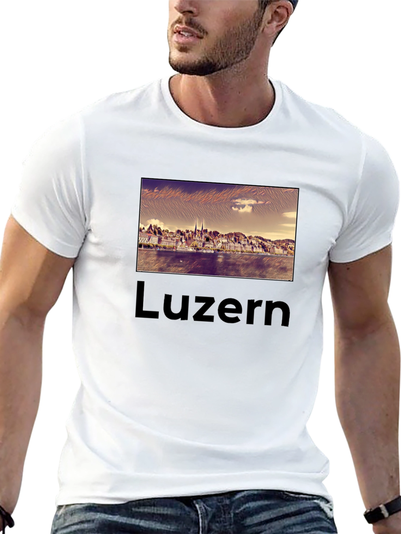 Lucerne Cityscape T-Shirt - Black Graphic Tee