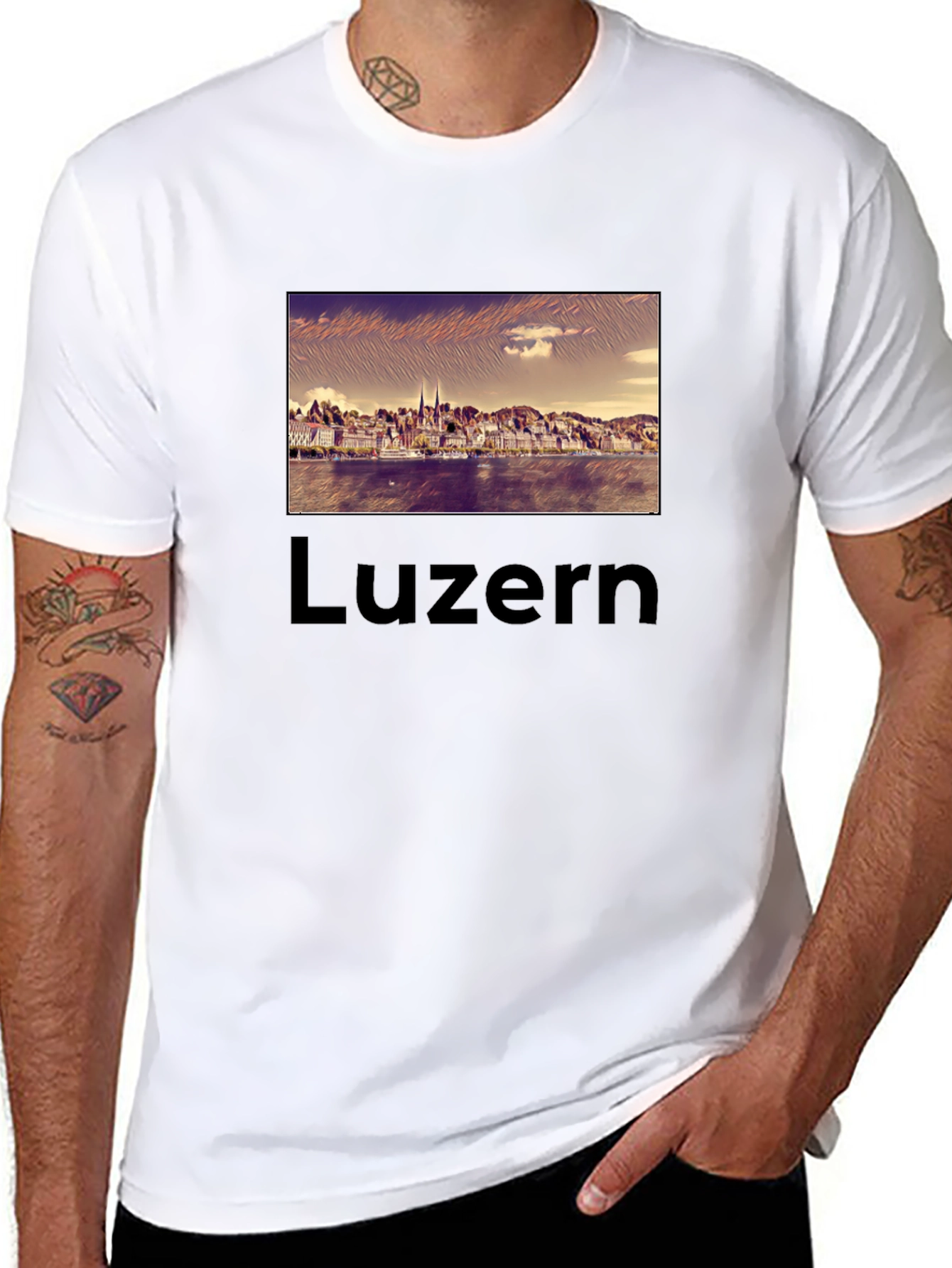 Lucerne Cityscape T-Shirt - Black Graphic Tee