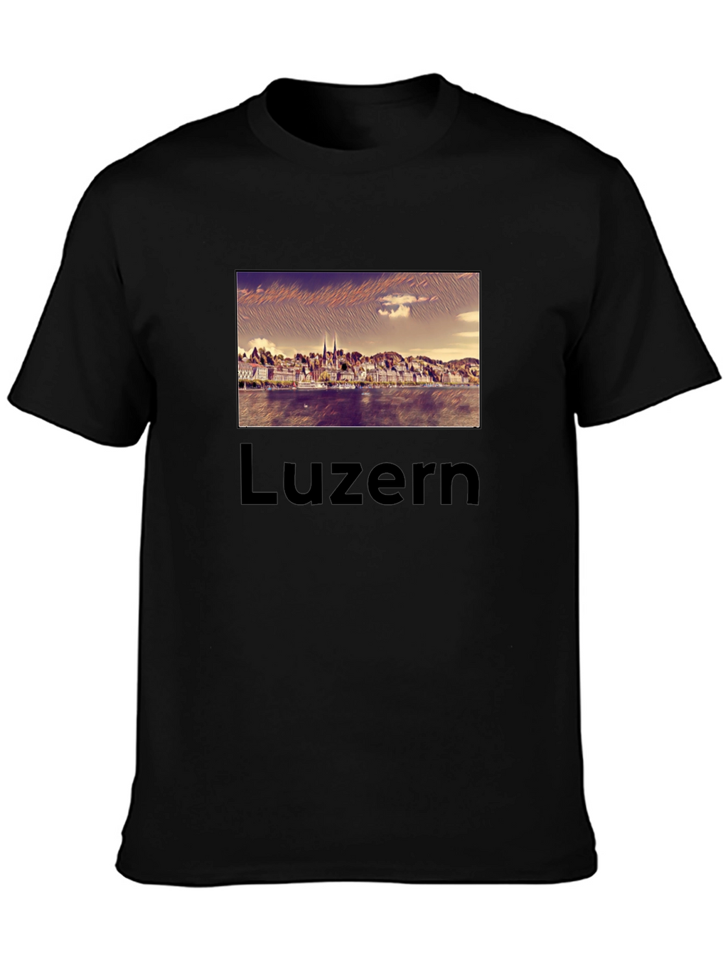Lucerne Cityscape T-Shirt - Black Graphic Tee