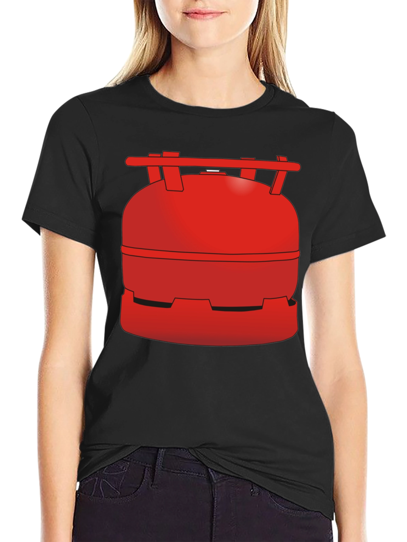 Novelty Red Gas Tank Graphic Tee - Unisex Casual Top