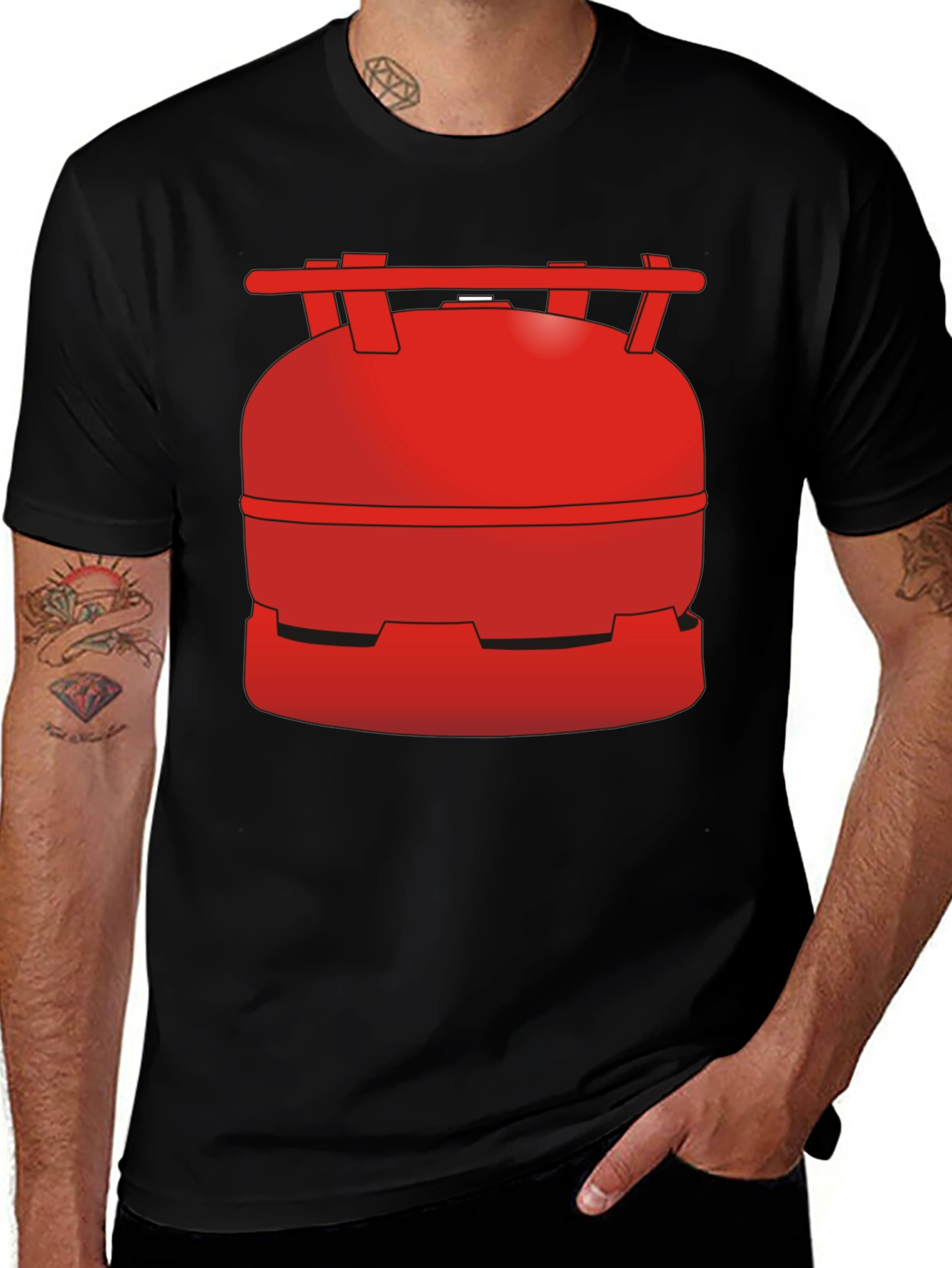 Novelty Red Gas Tank Graphic Tee - Unisex Casual Top