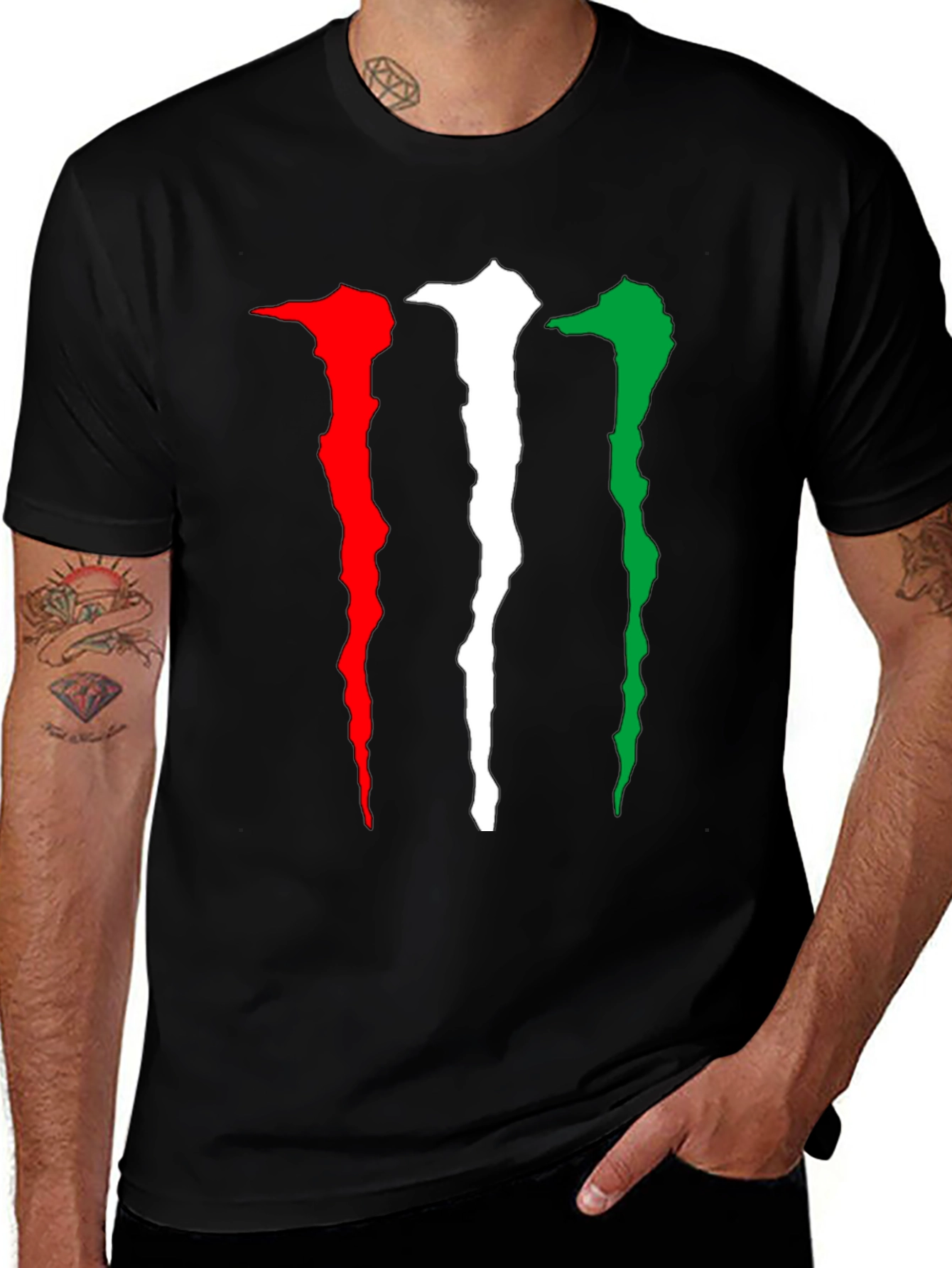 Monster Energy Claw Mark Italian Flag Black T-Shirt