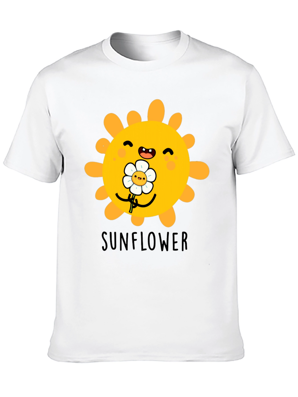 Cute Sunflower Graphic T-Shirt - Black