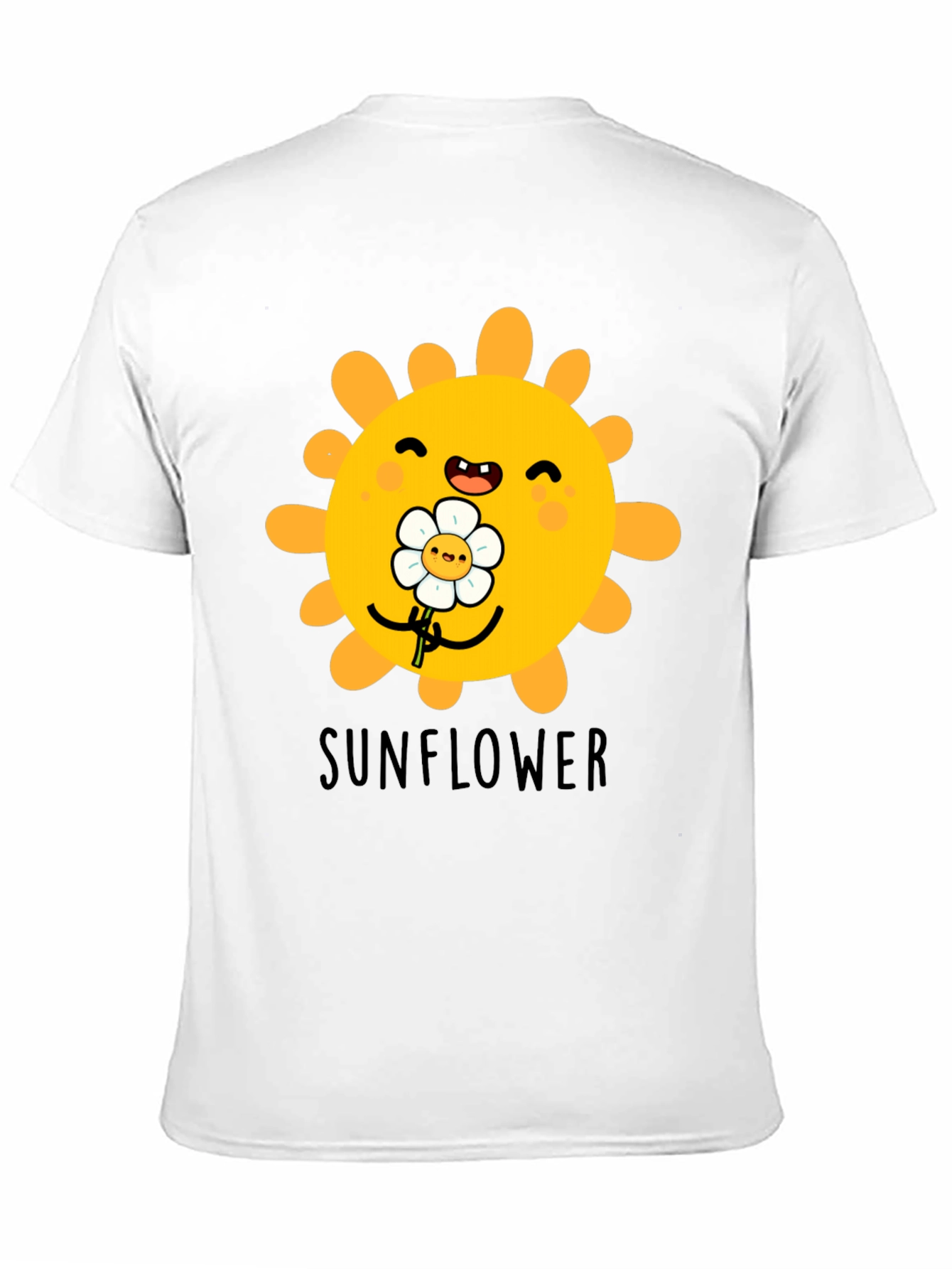 Cute Sunflower Graphic T-Shirt - Black