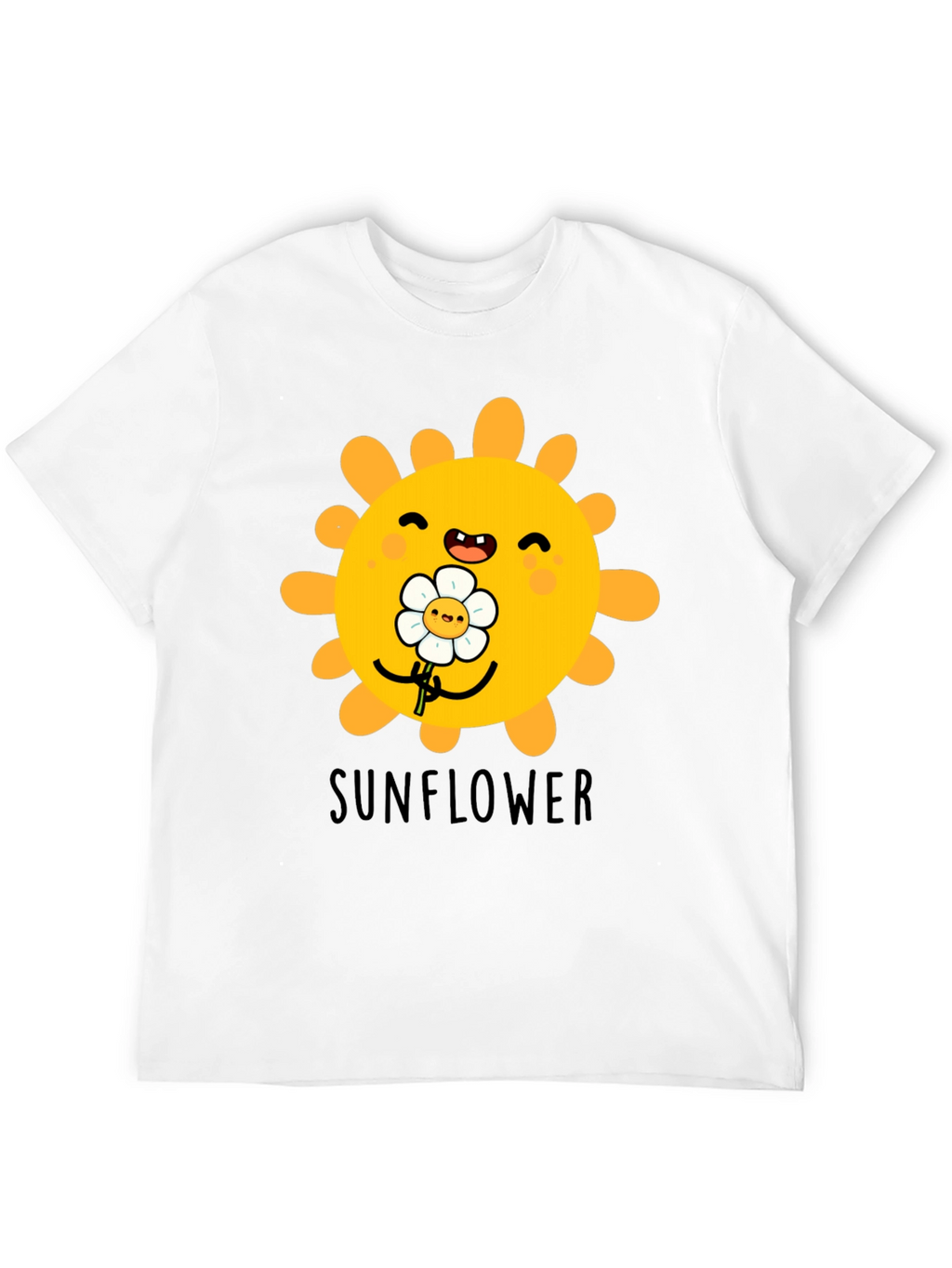 Cute Sunflower Graphic T-Shirt - Black
