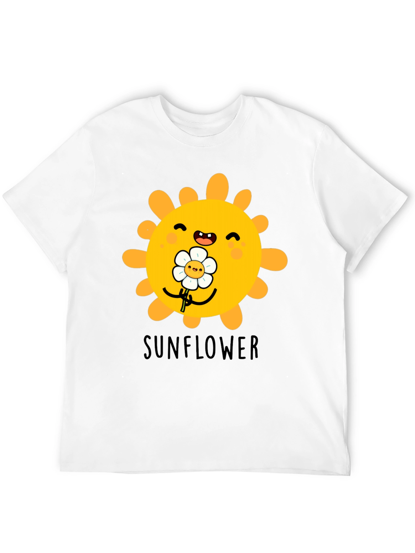Cute Sunflower Graphic T-Shirt - Black
