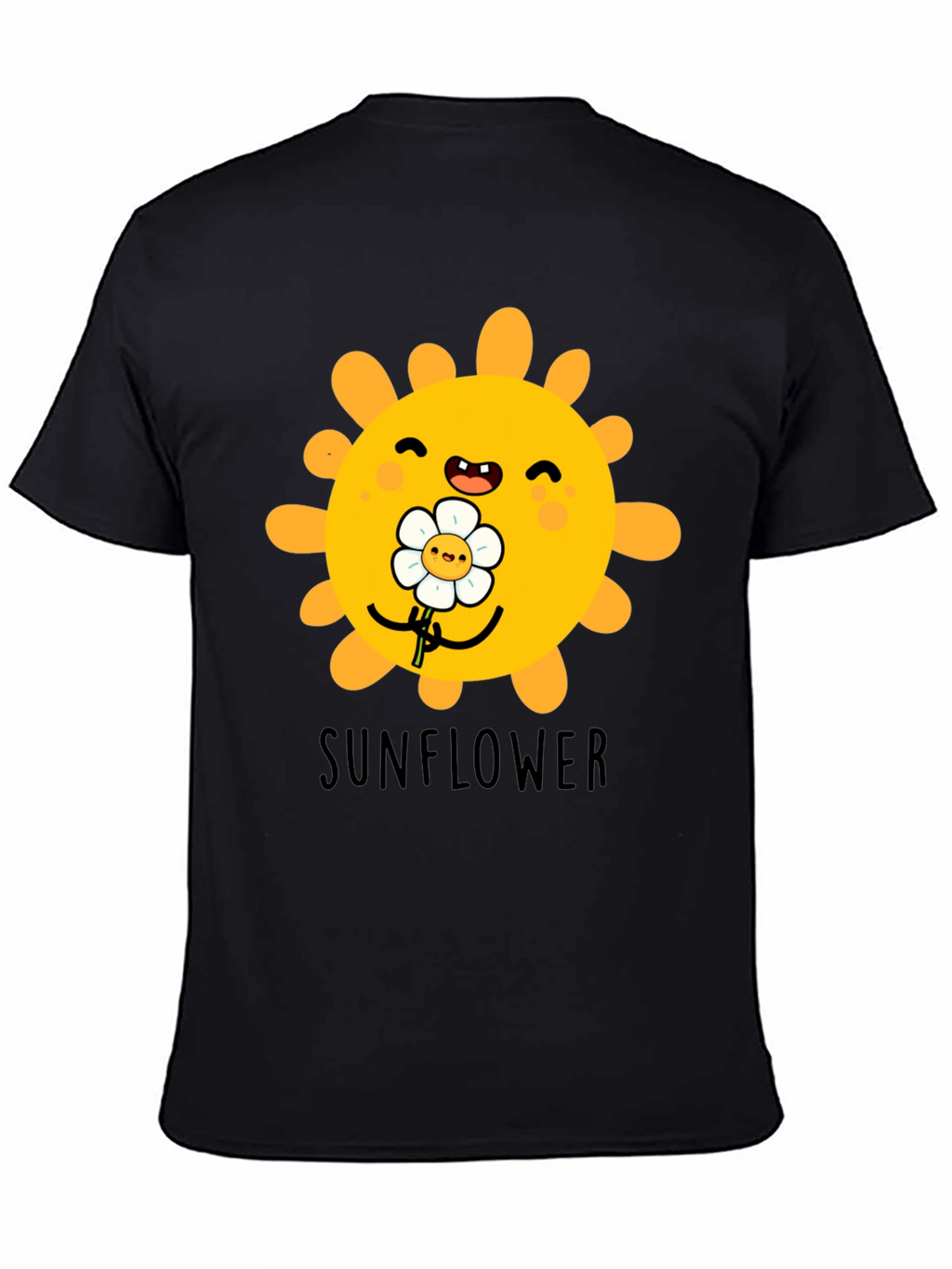 Cute Sunflower Graphic T-Shirt - Black
