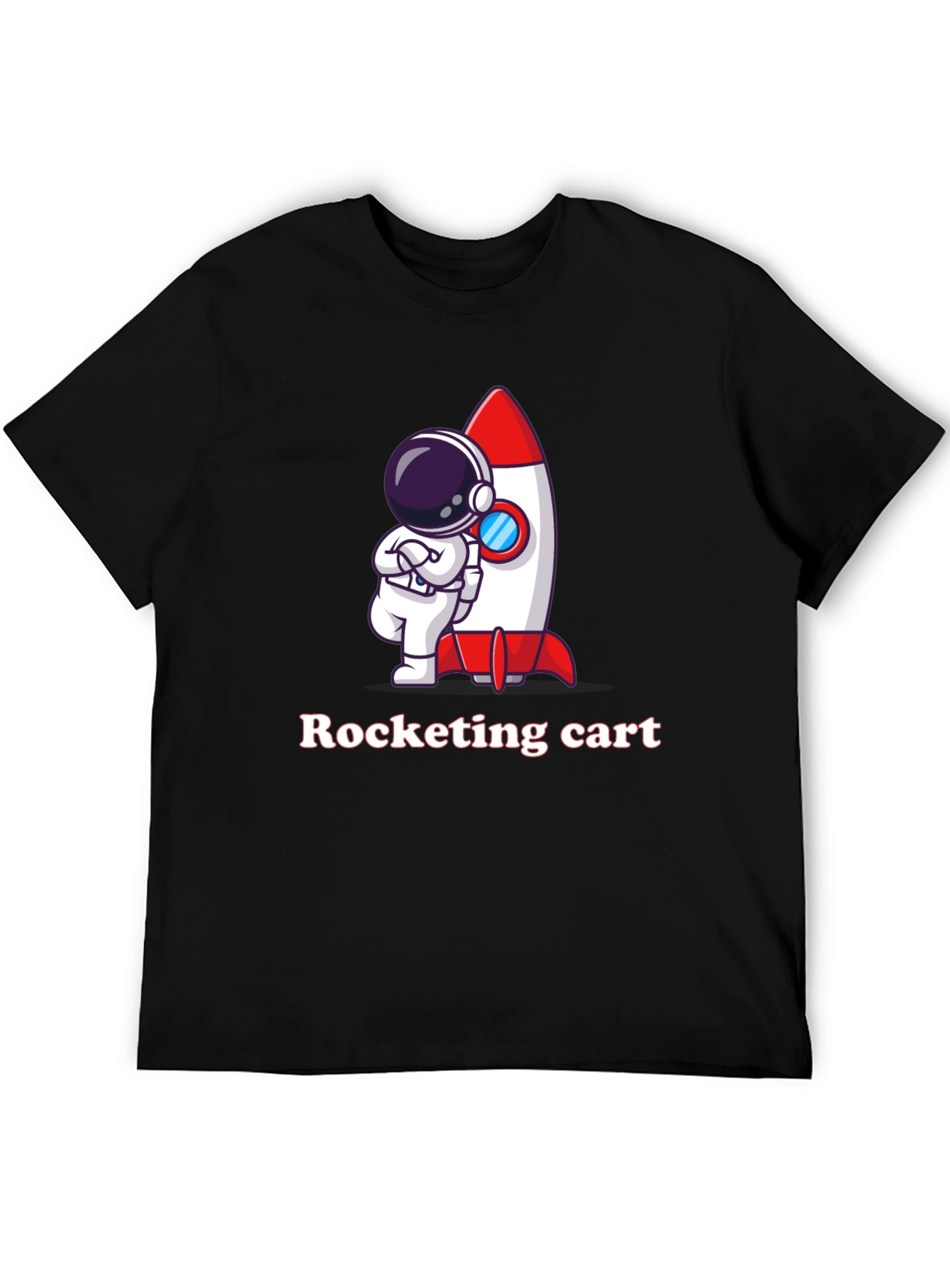 Cartoon Astronaut & Rocket Graphic T-Shirt