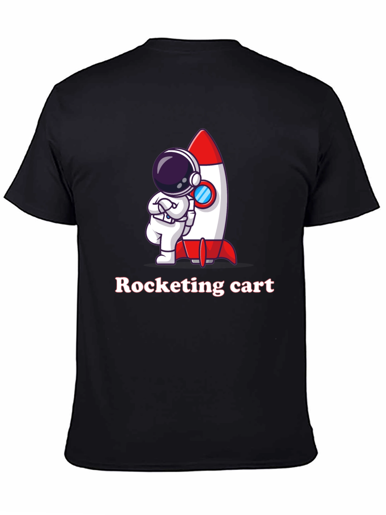 Cartoon Astronaut & Rocket Graphic T-Shirt