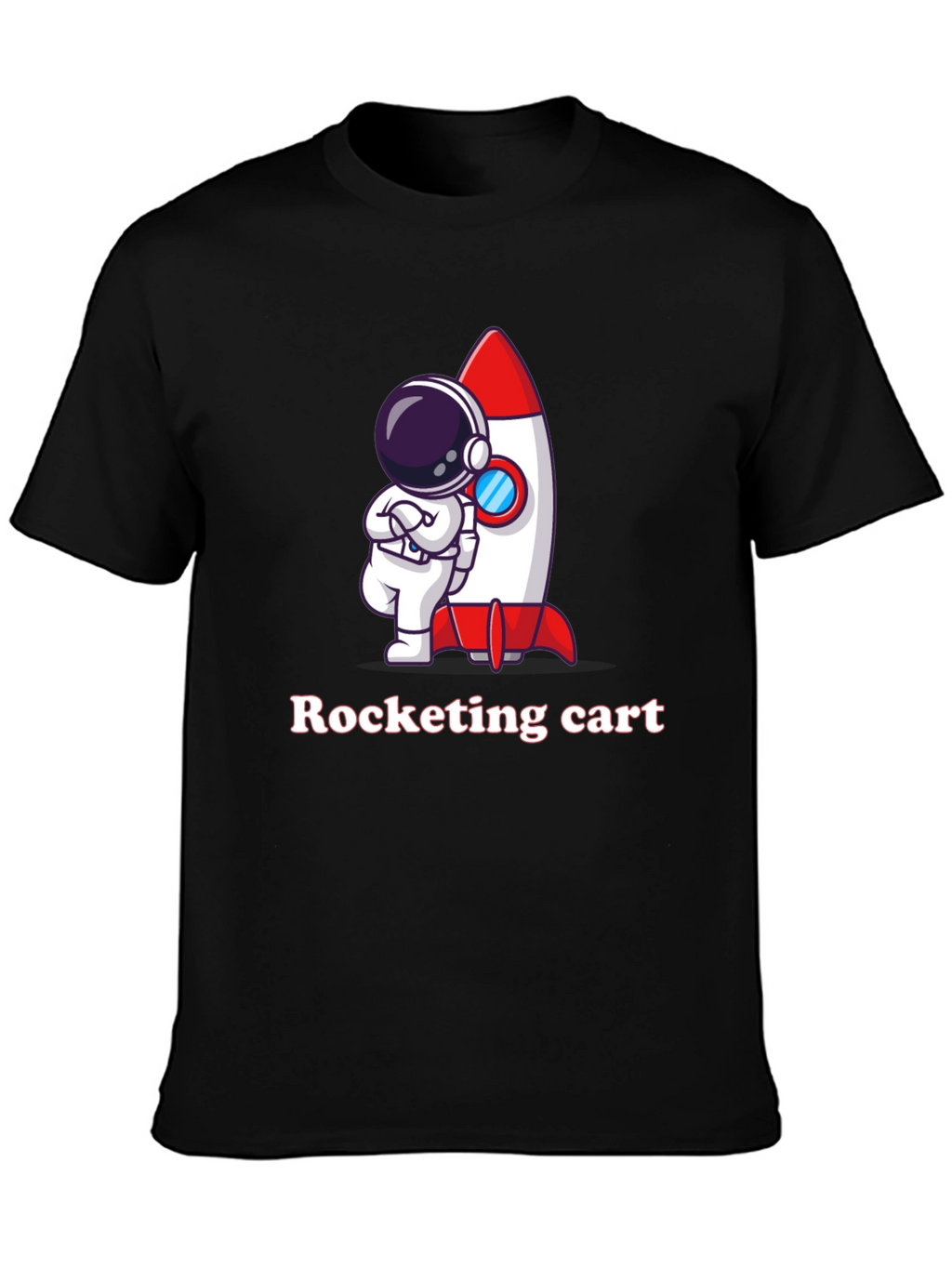 Cartoon Astronaut & Rocket Graphic T-Shirt