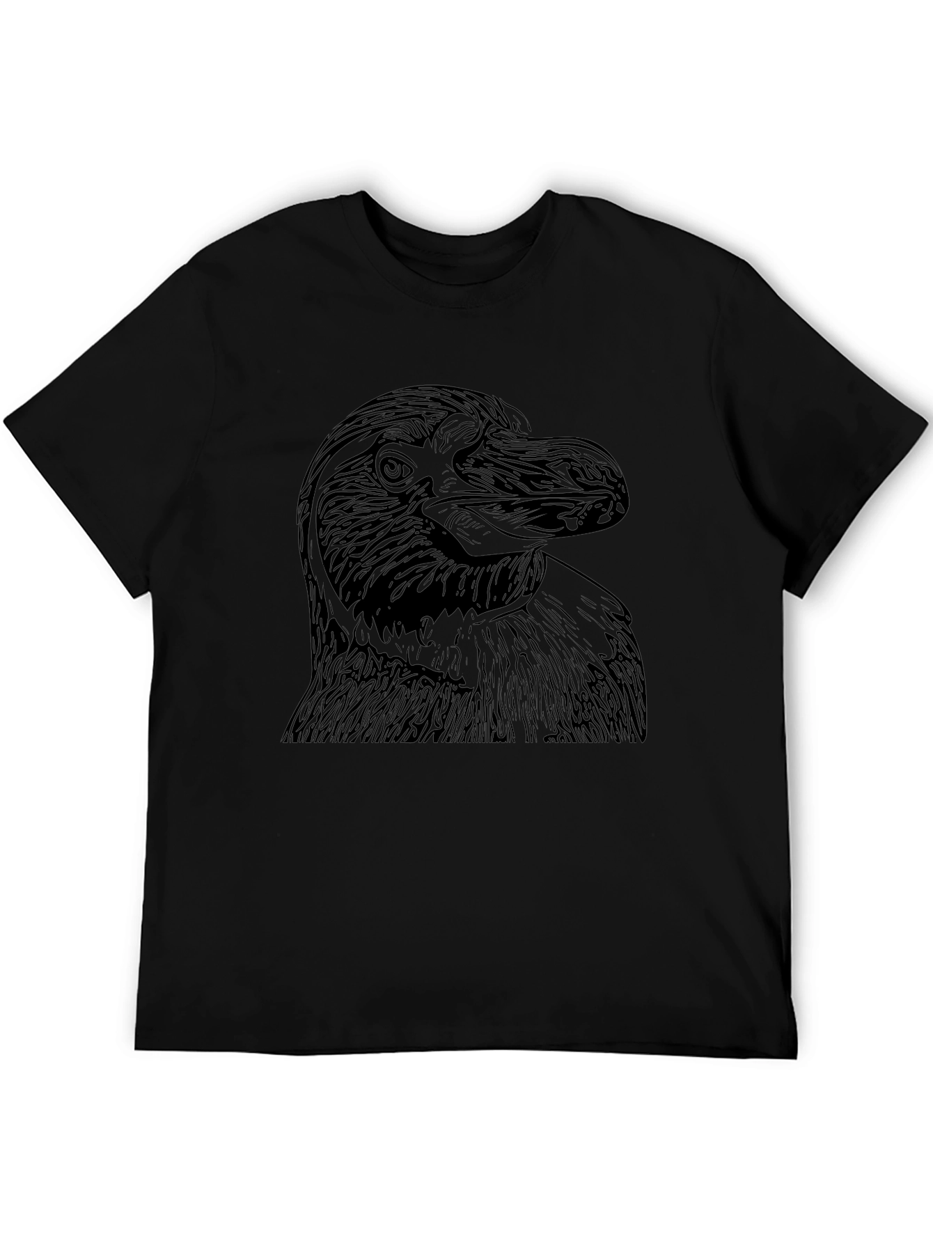 Mens Black T-Shirt with Bird Graphic