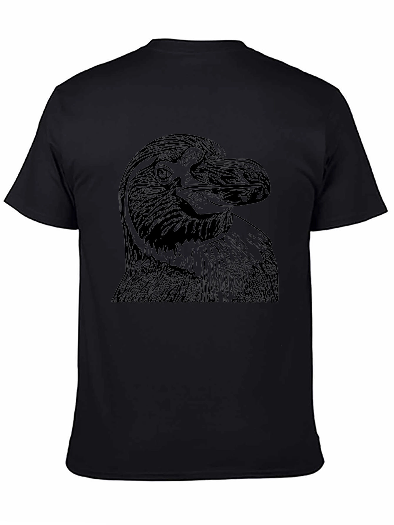Mens Black T-Shirt with Bird Graphic