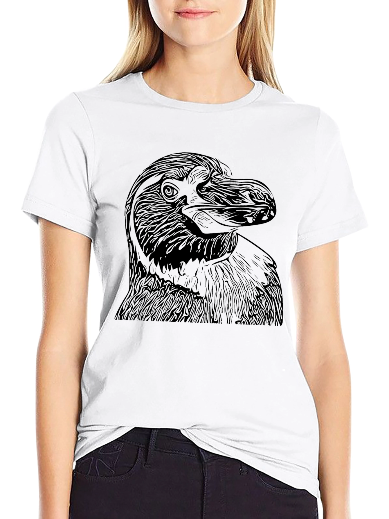 Mens Black T-Shirt with Bird Graphic