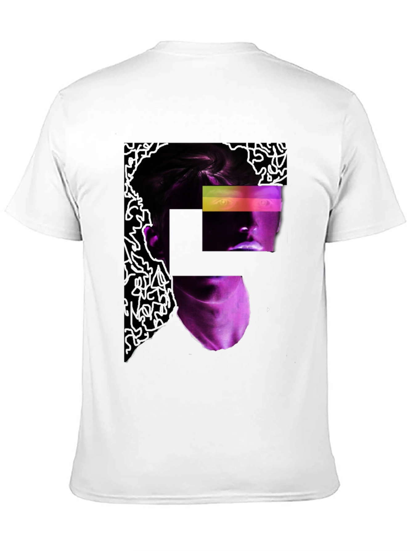 Abstract Neon Portrait Black T-Shirt
