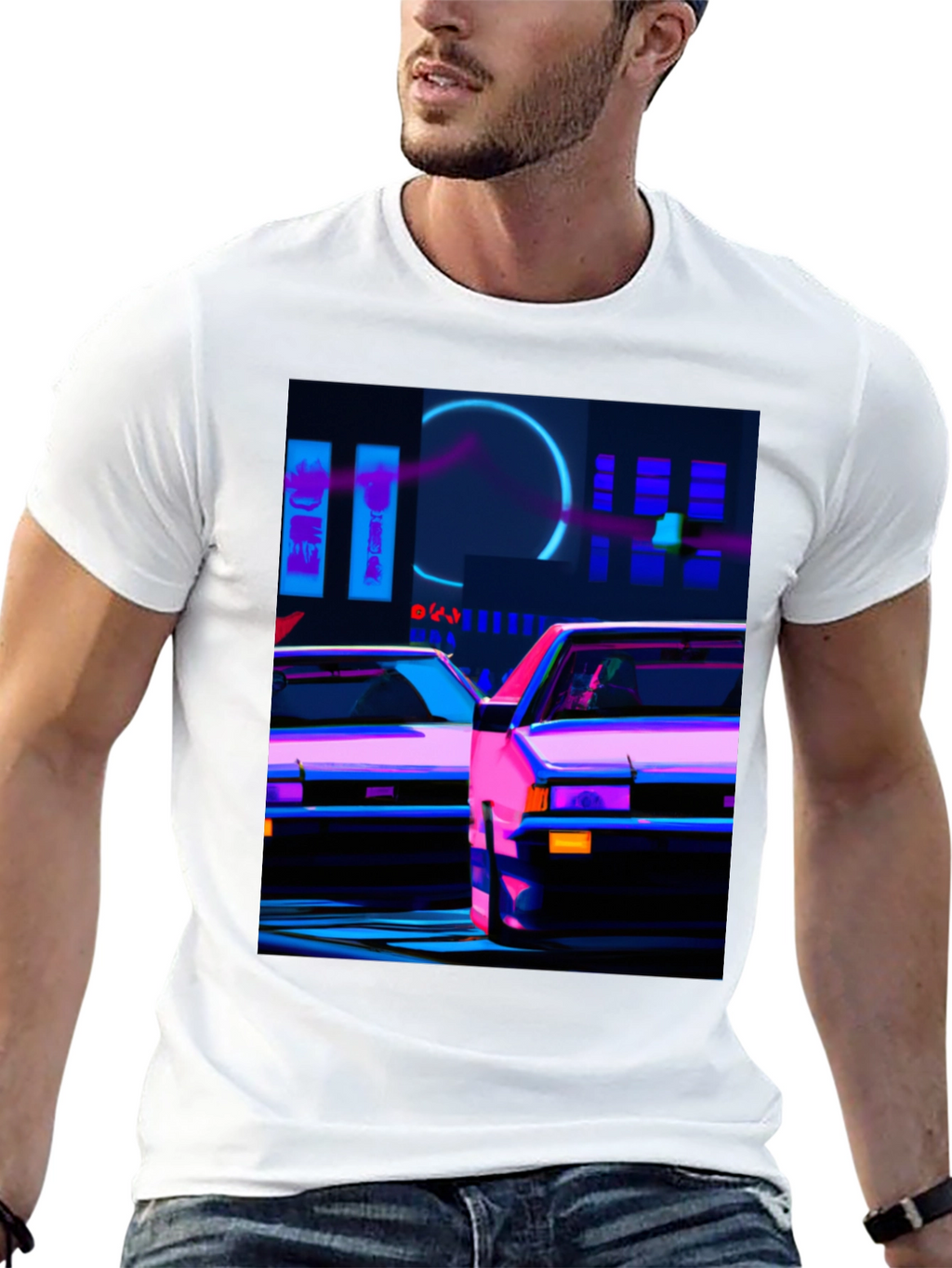 Cyberpunk Car T-Shirt - Neon City Style