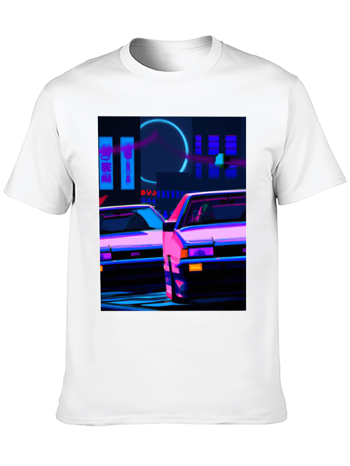 Cyberpunk Car T-Shirt - Neon City Style