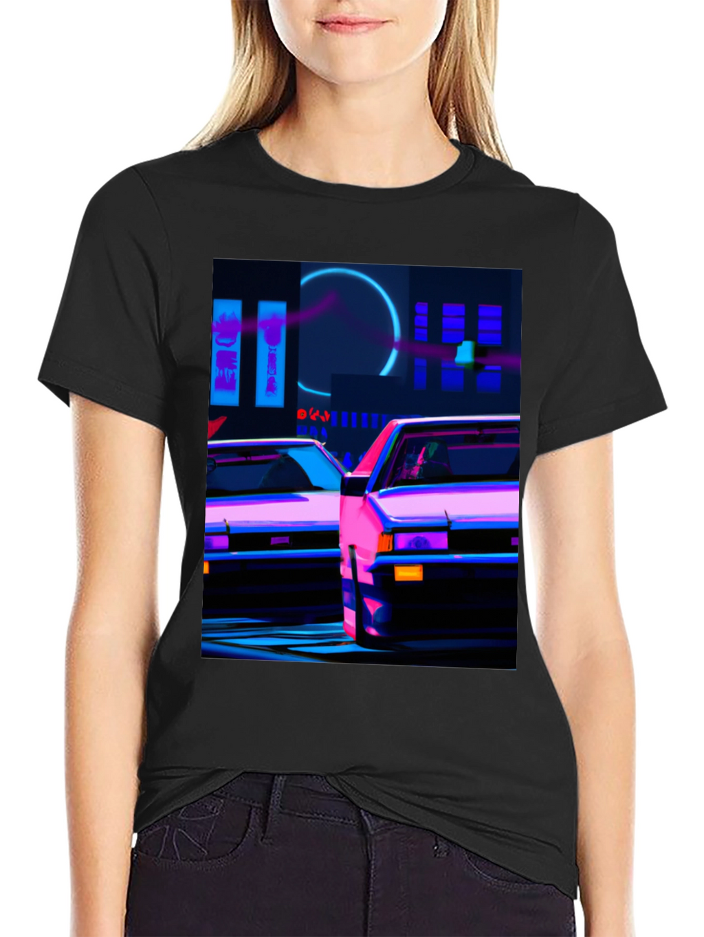 Cyberpunk Car T-Shirt - Neon City Style