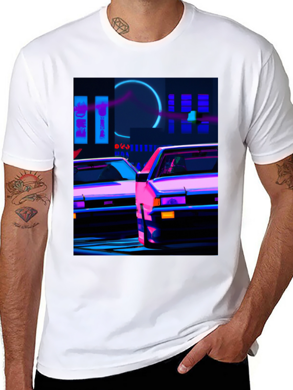 Cyberpunk Car T-Shirt - Neon City Style