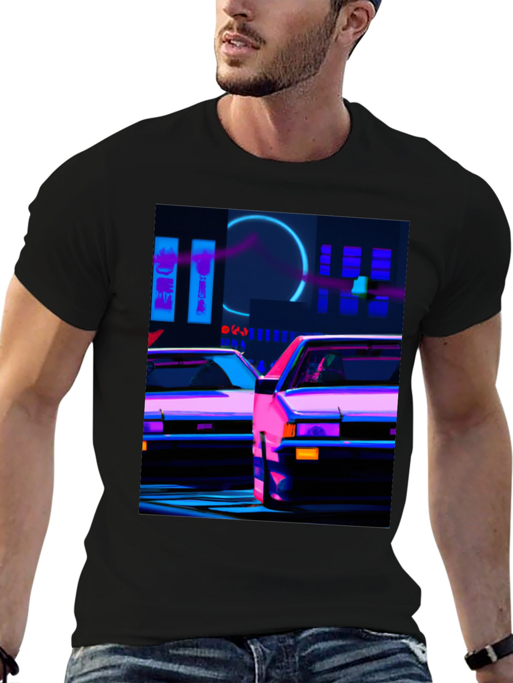 Cyberpunk Car T-Shirt - Neon City Style