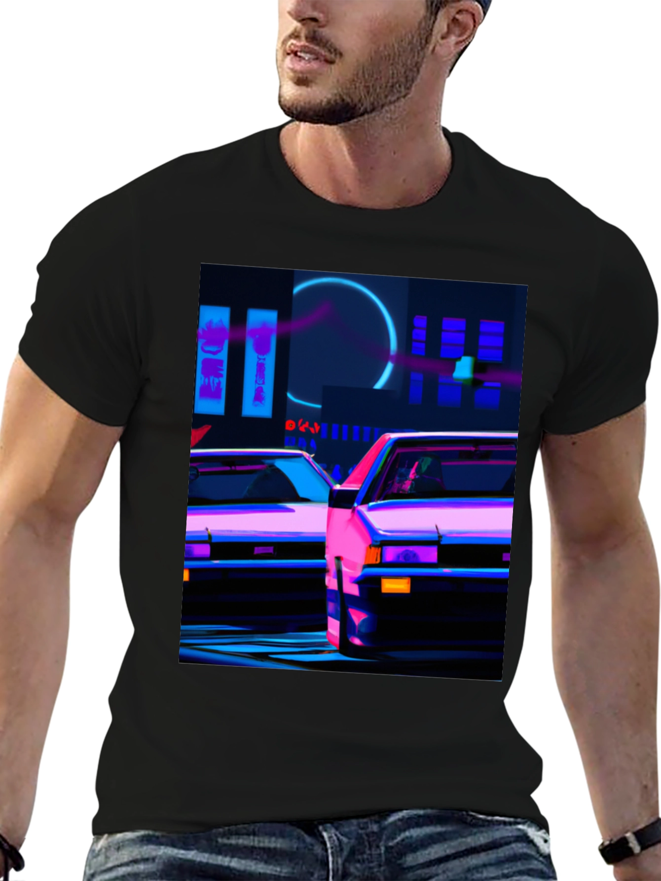 Cyberpunk Car T-Shirt - Neon City Style