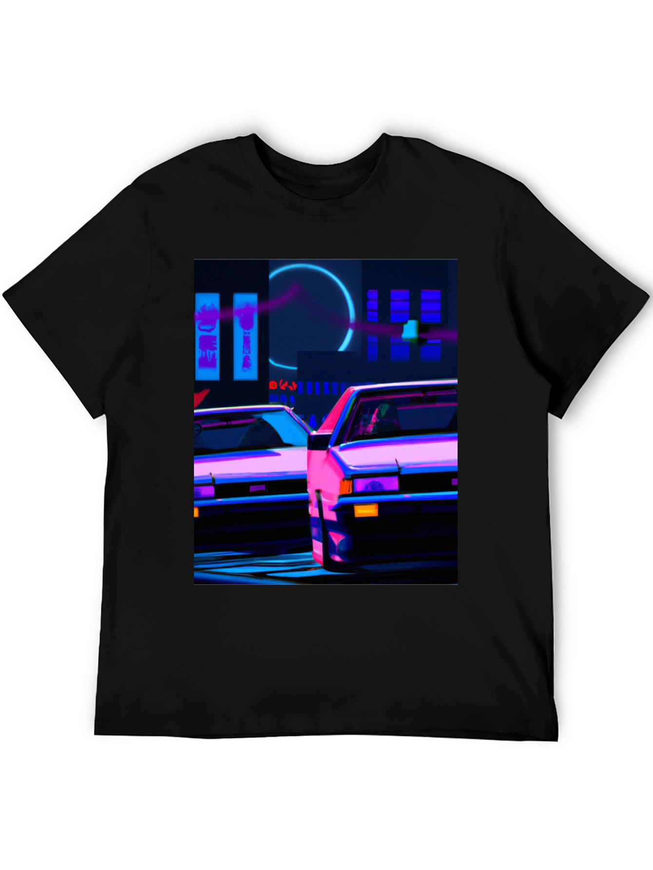 Cyberpunk Car T-Shirt - Neon City Style