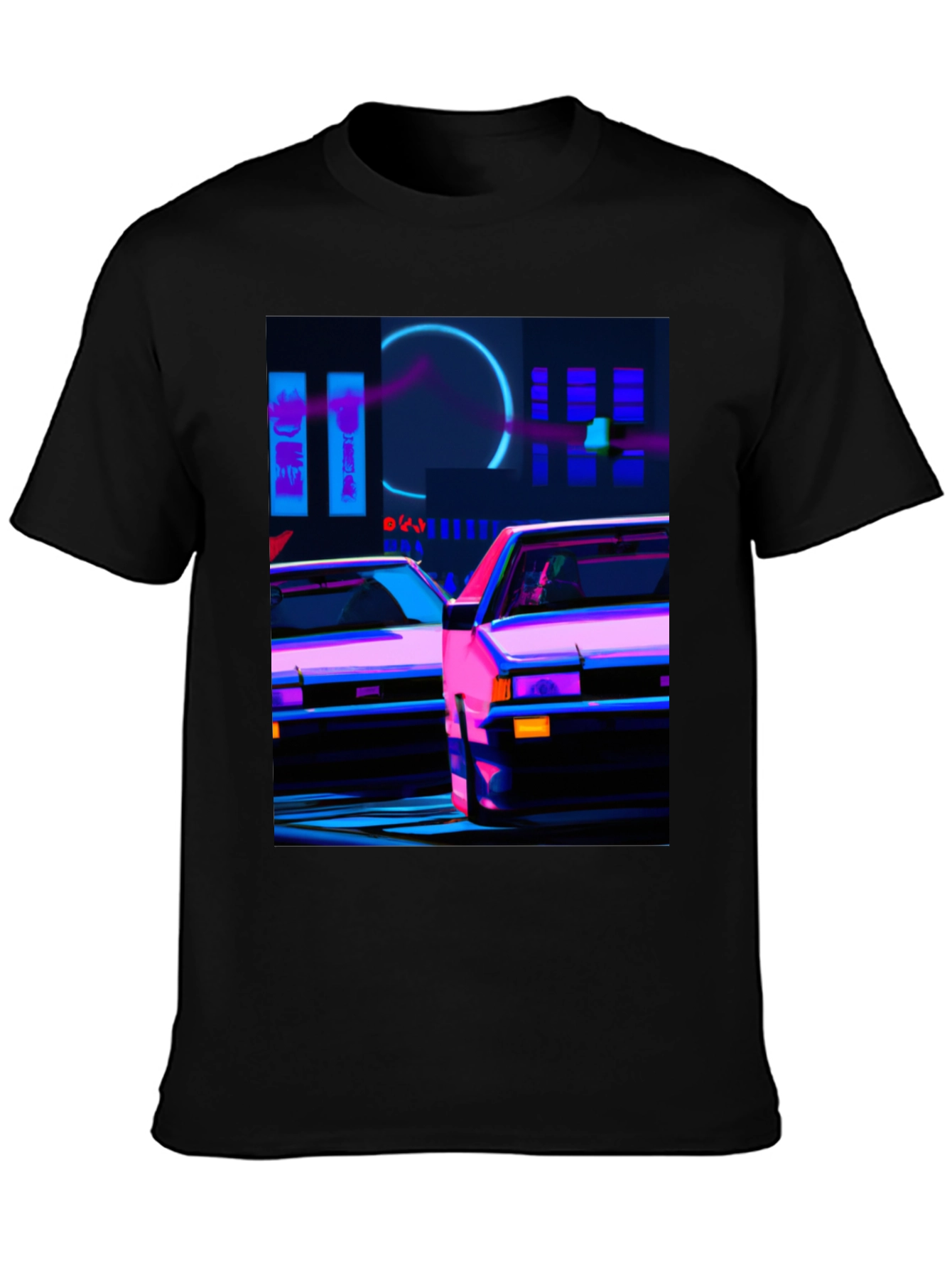 Cyberpunk Car T-Shirt - Neon City Style