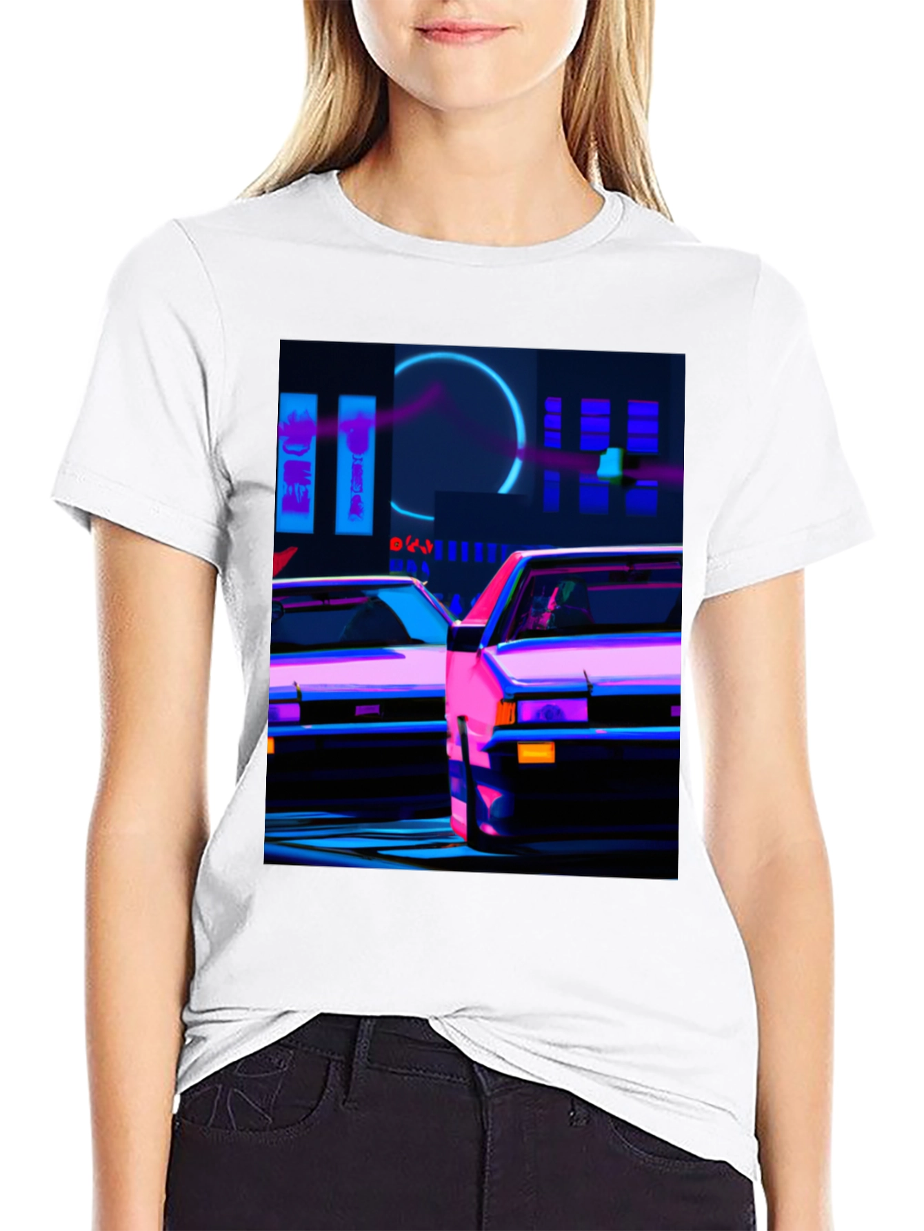 Cyberpunk Car T-Shirt - Neon City Style