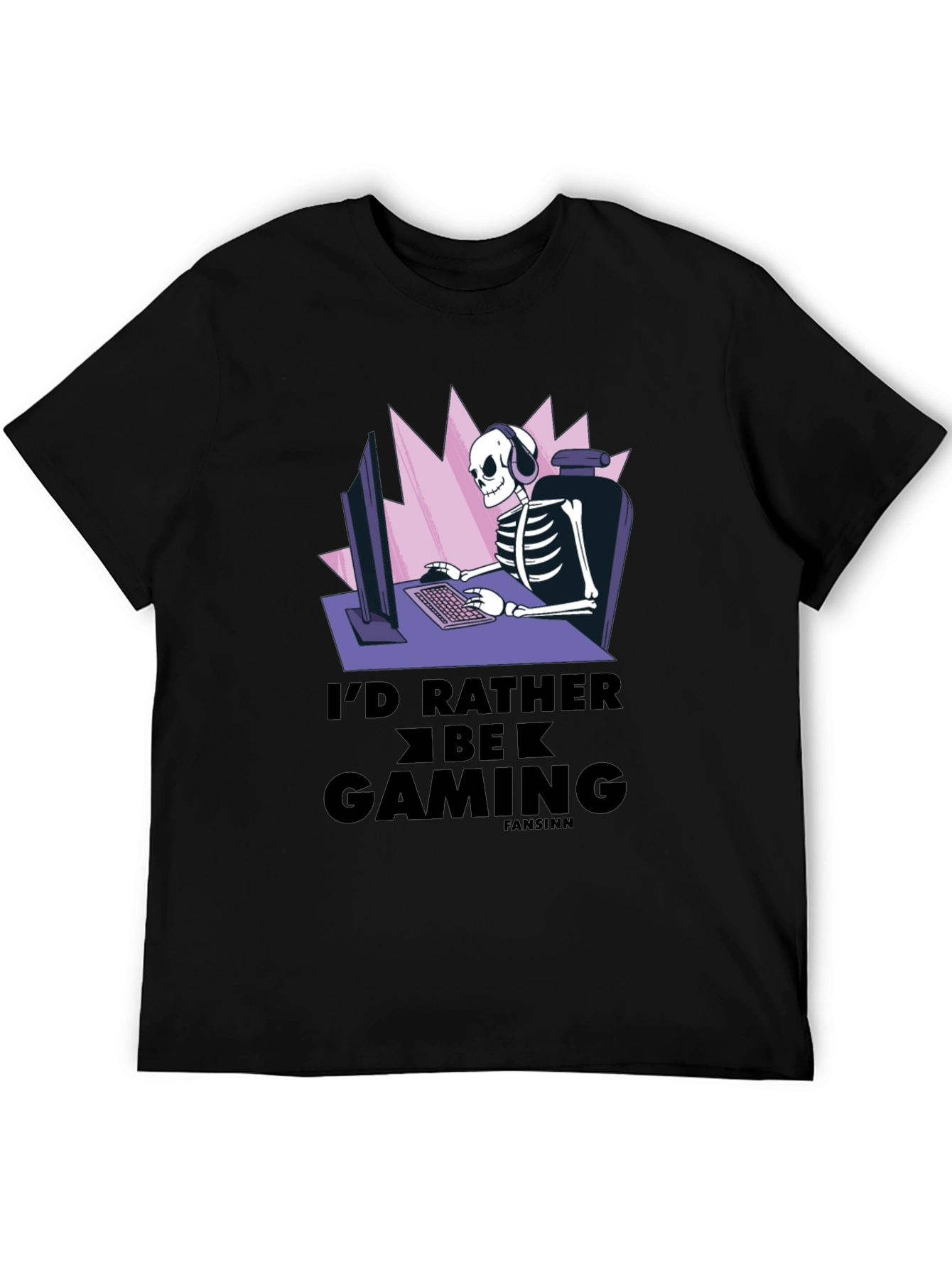Id Rather Be Gaming T-Shirt - Skeleton Gamer Design