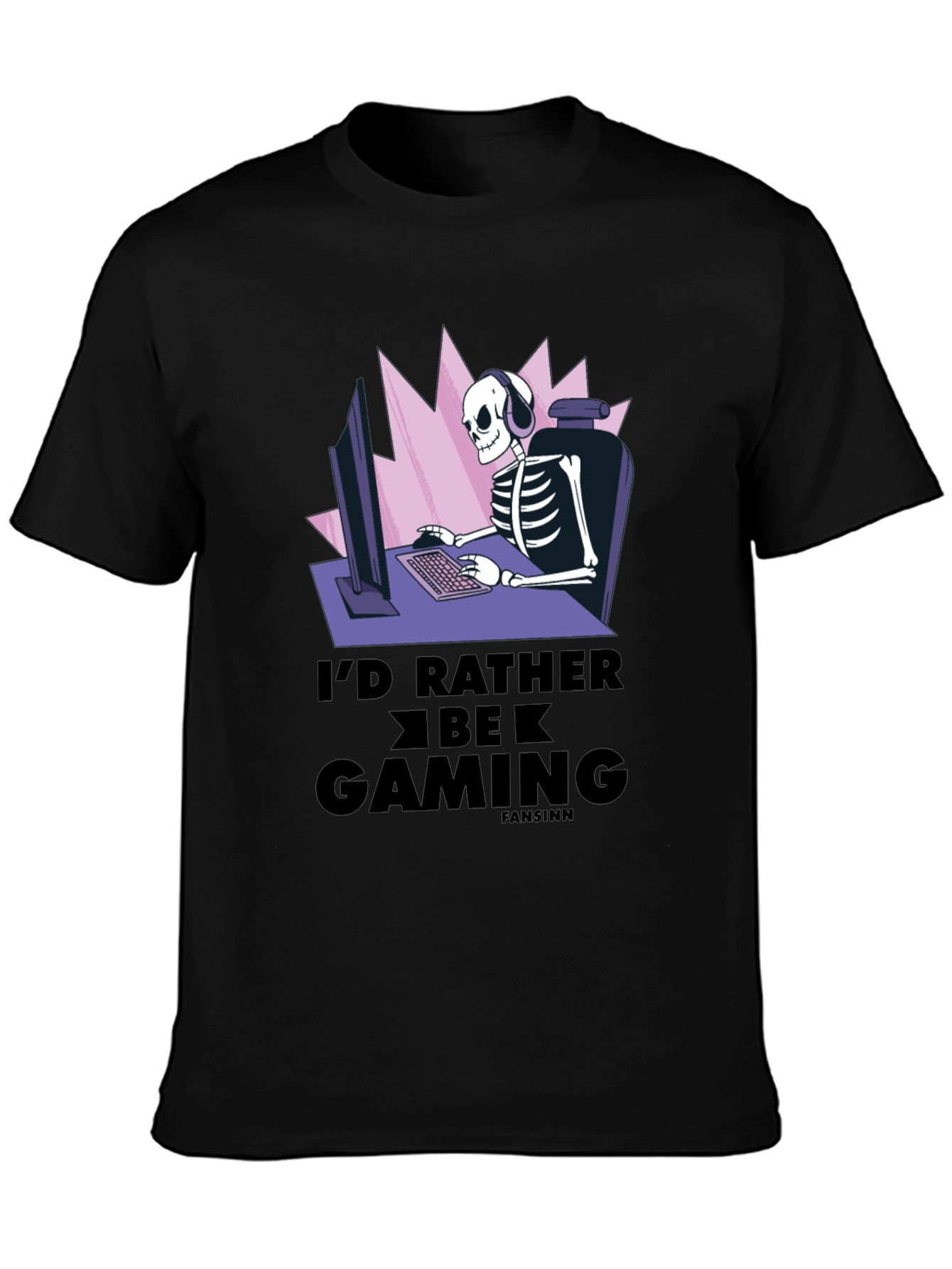 Id Rather Be Gaming T-Shirt - Skeleton Gamer Design