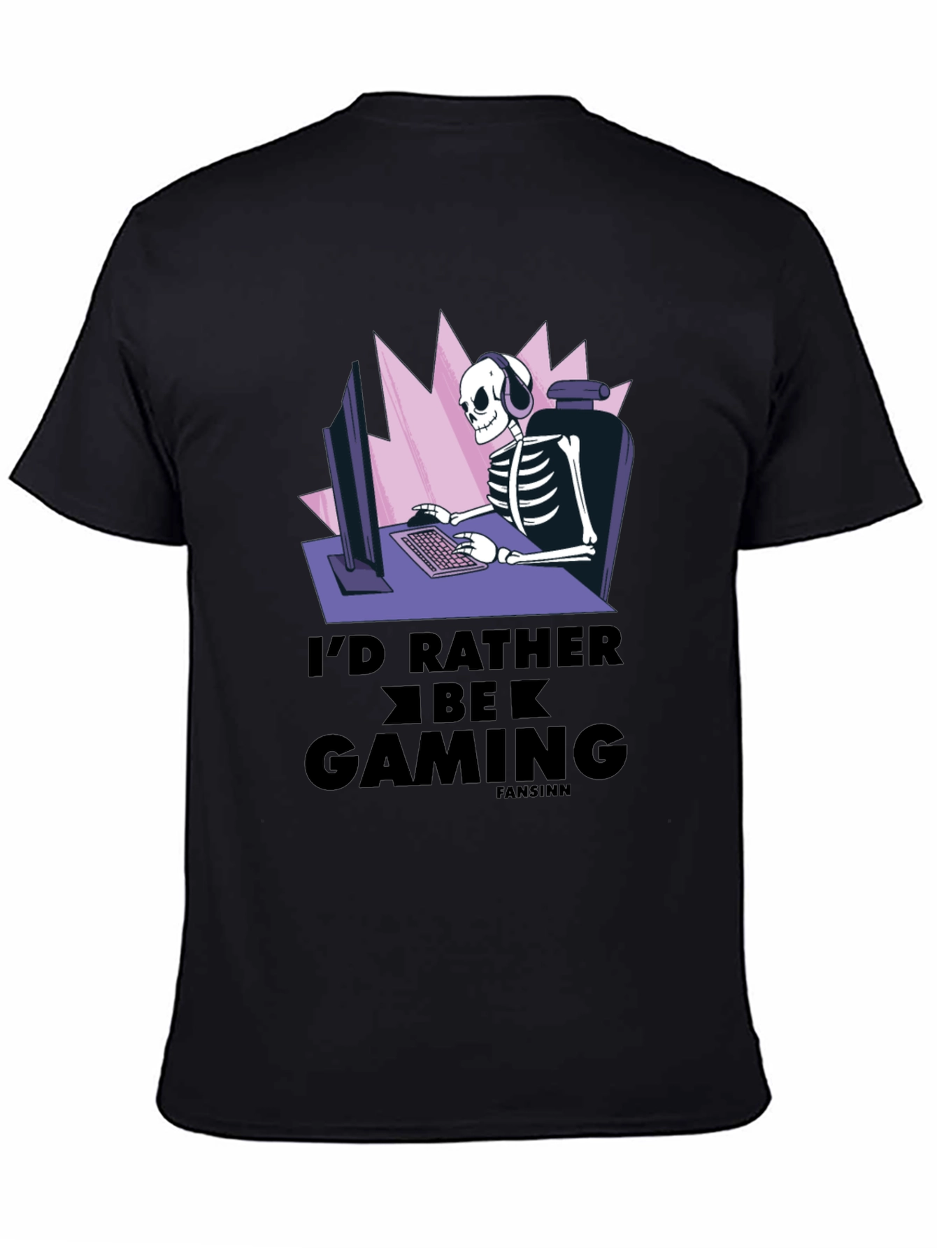 Id Rather Be Gaming T-Shirt - Skeleton Gamer Design