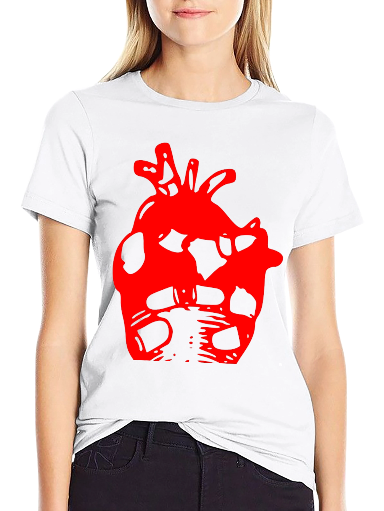 Abstract Heart Graphic Black T-Shirt