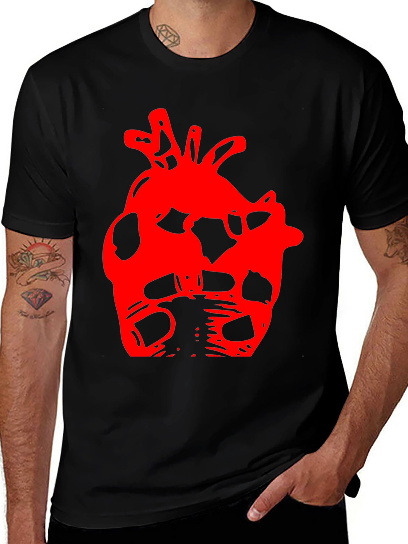 Abstract Heart Graphic Black T-Shirt