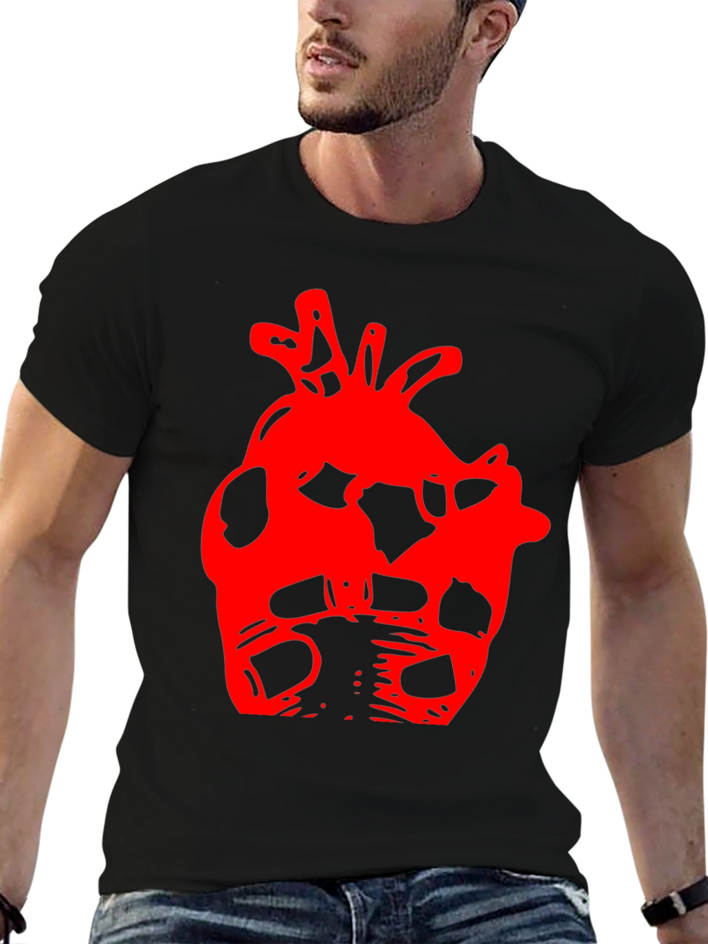 Abstract Heart Graphic Black T-Shirt