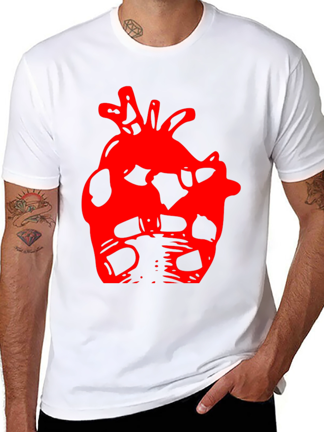 Abstract Heart Graphic Black T-Shirt
