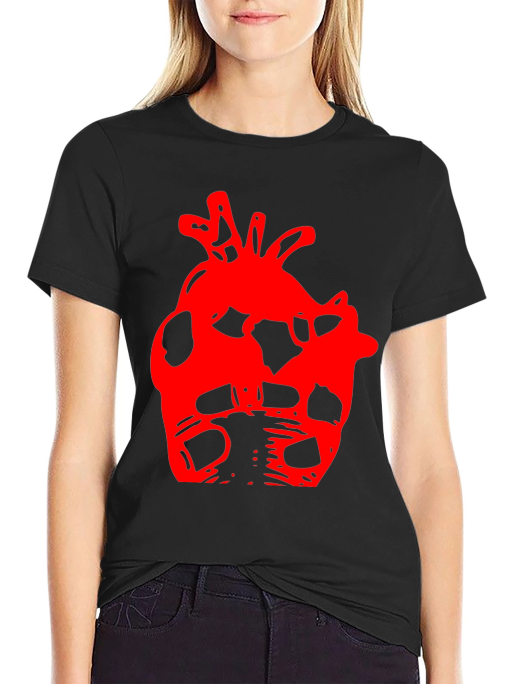 Abstract Heart Graphic Black T-Shirt