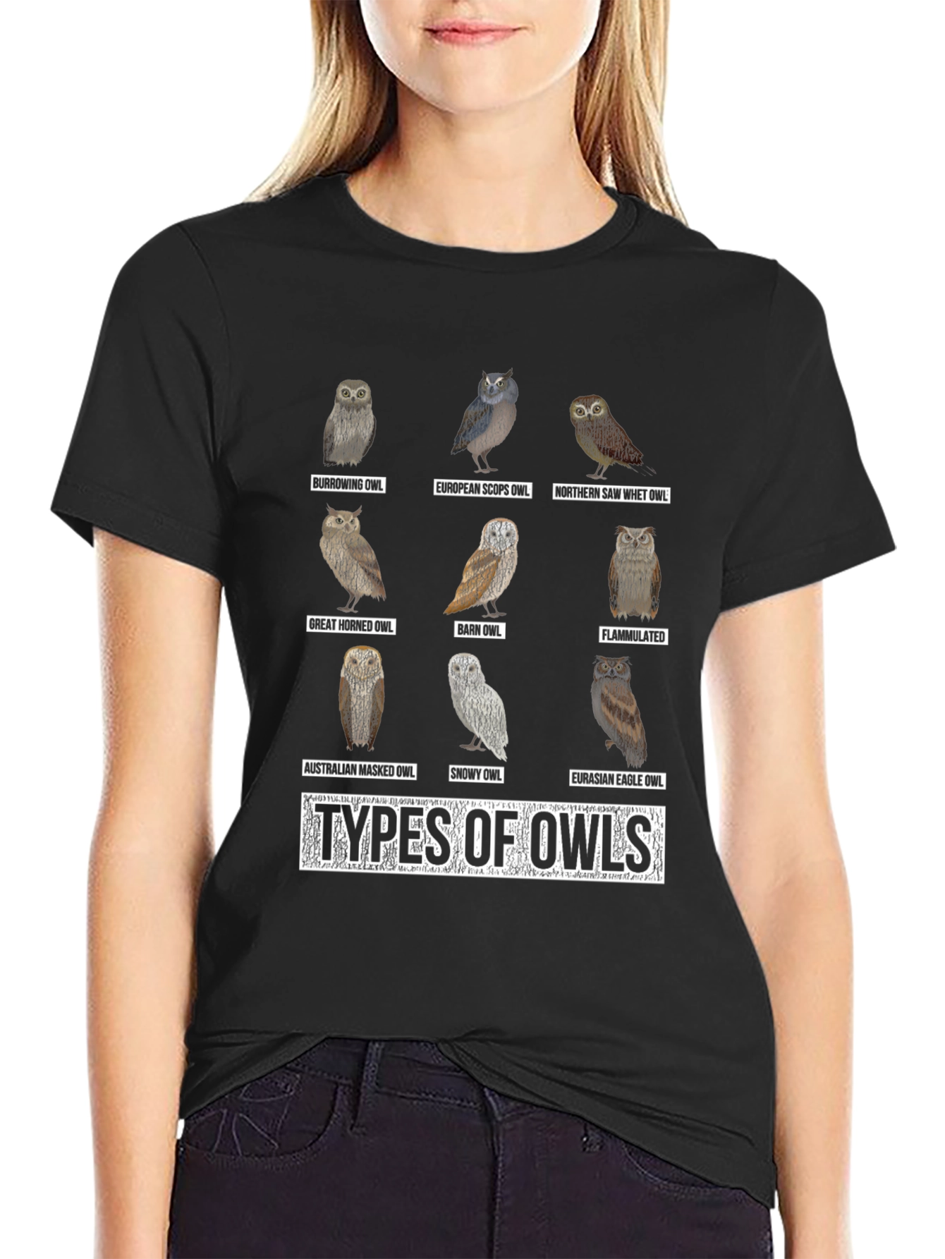 Owl Types Graphic T-Shirt - Bird Lover Tee