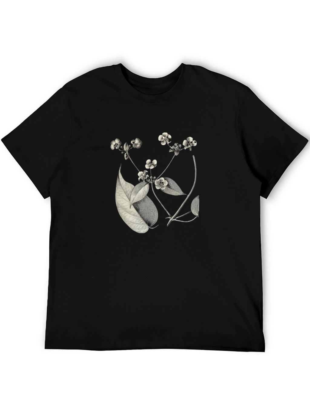 Botanical Print Black T-Shirt