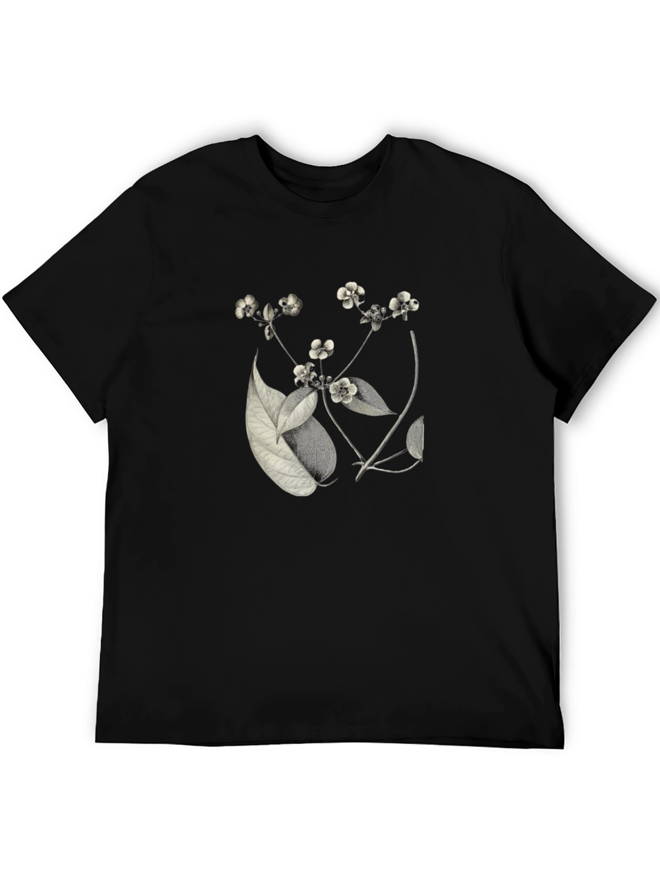 Botanical Print Black T-Shirt