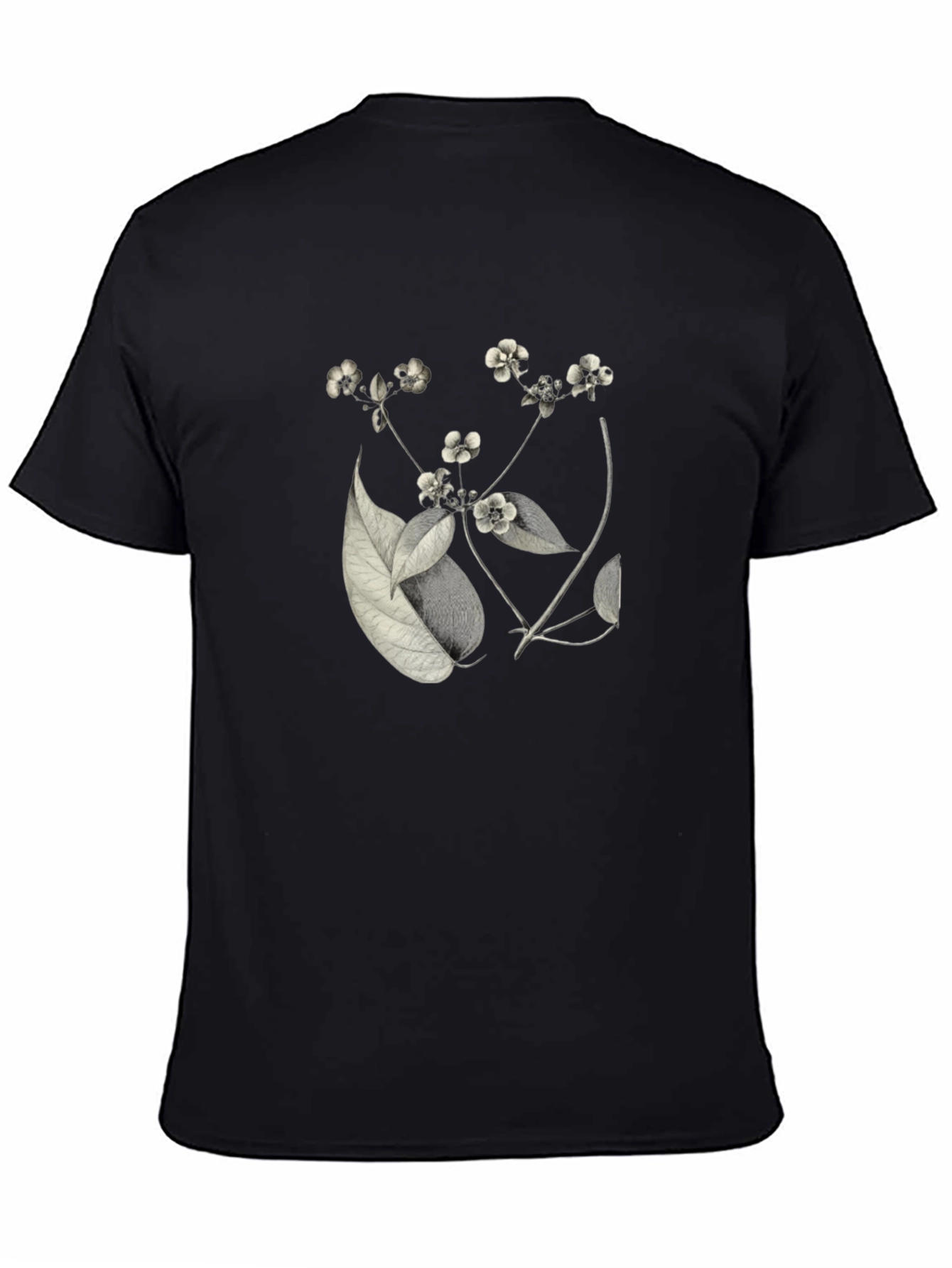 Botanical Print Black T-Shirt