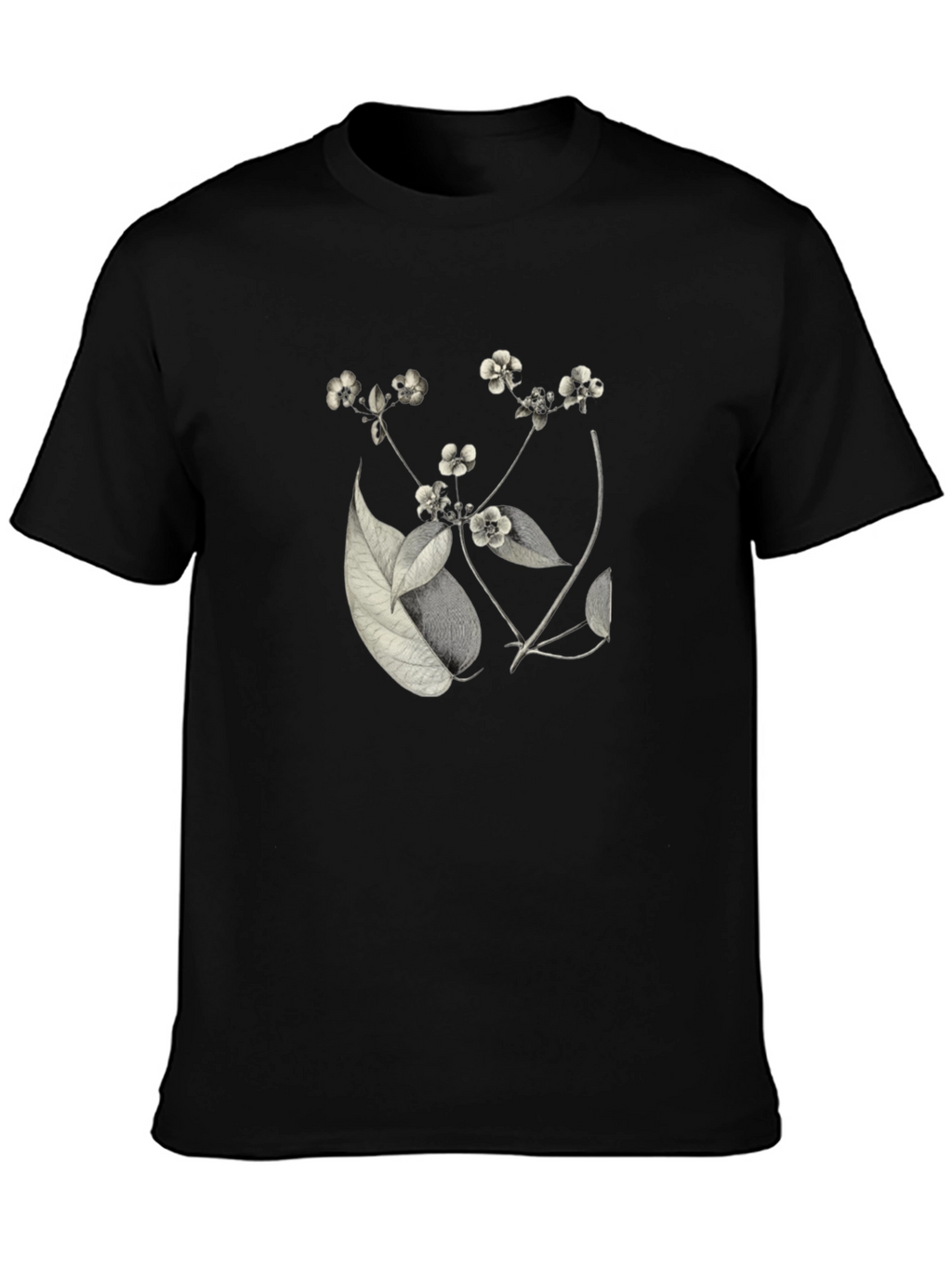 Botanical Print Black T-Shirt
