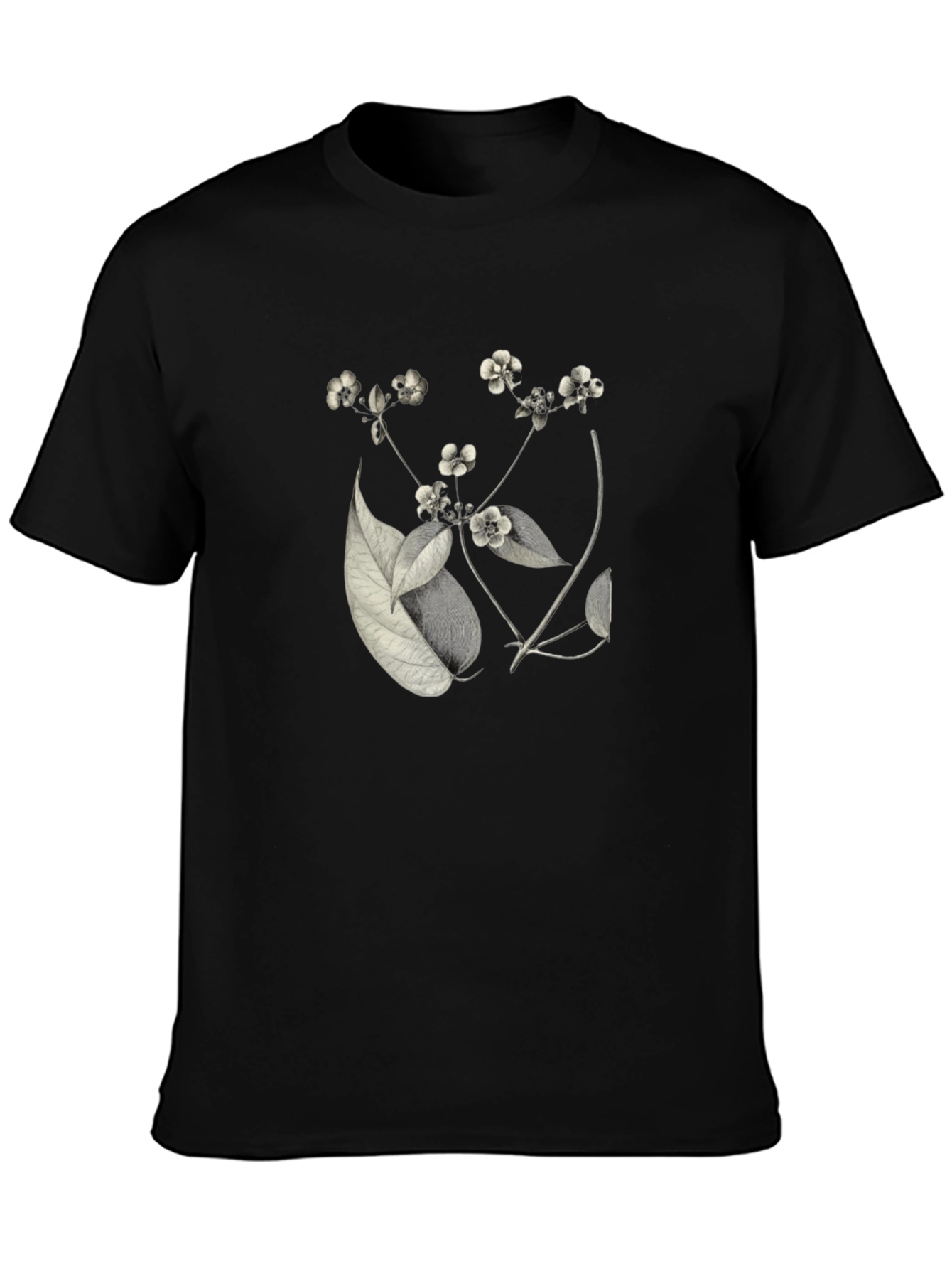 Botanical Print Black T-Shirt