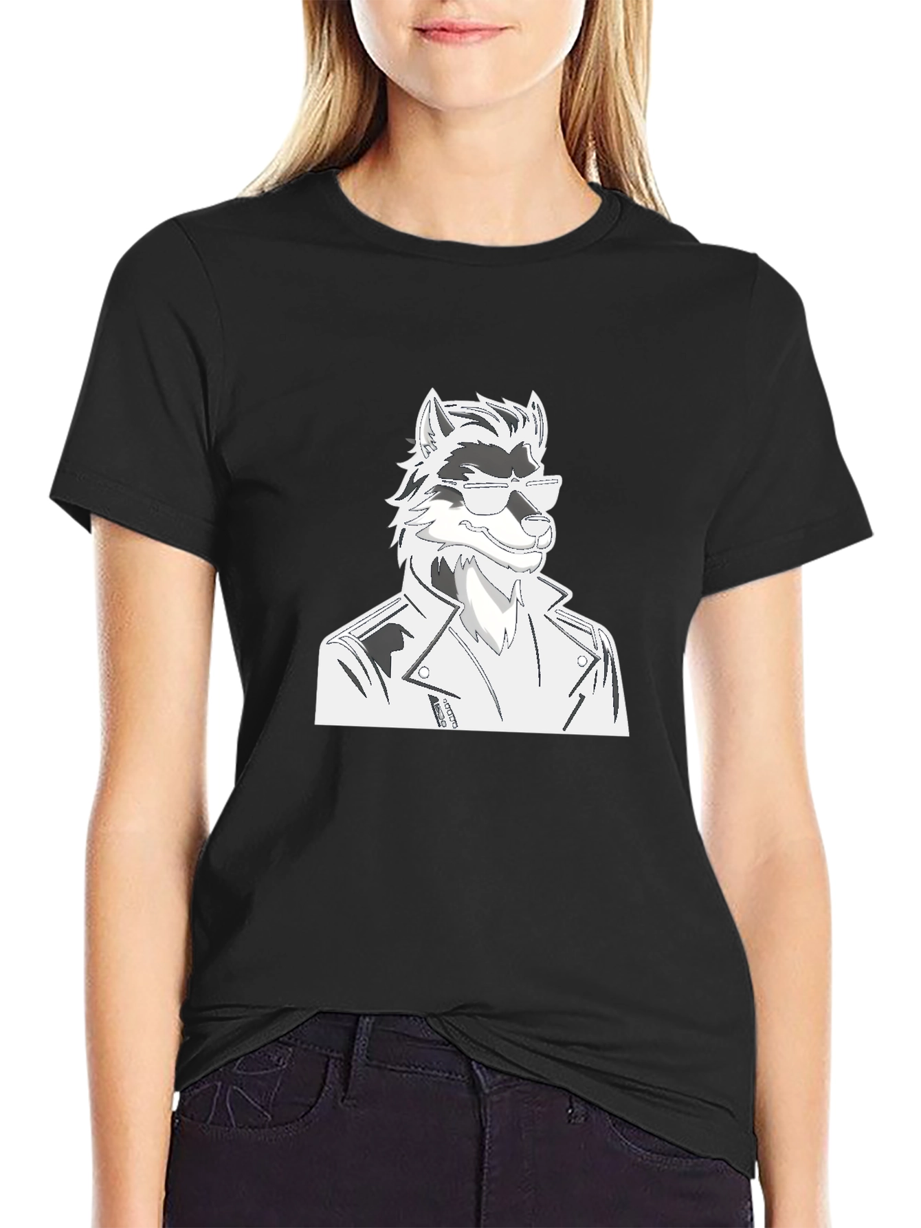 Cool Wolf Graphic Tee - Black Cotton T-Shirt
