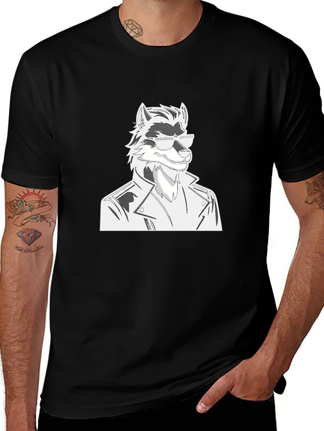 Cool Wolf Graphic Tee - Black Cotton T-Shirt