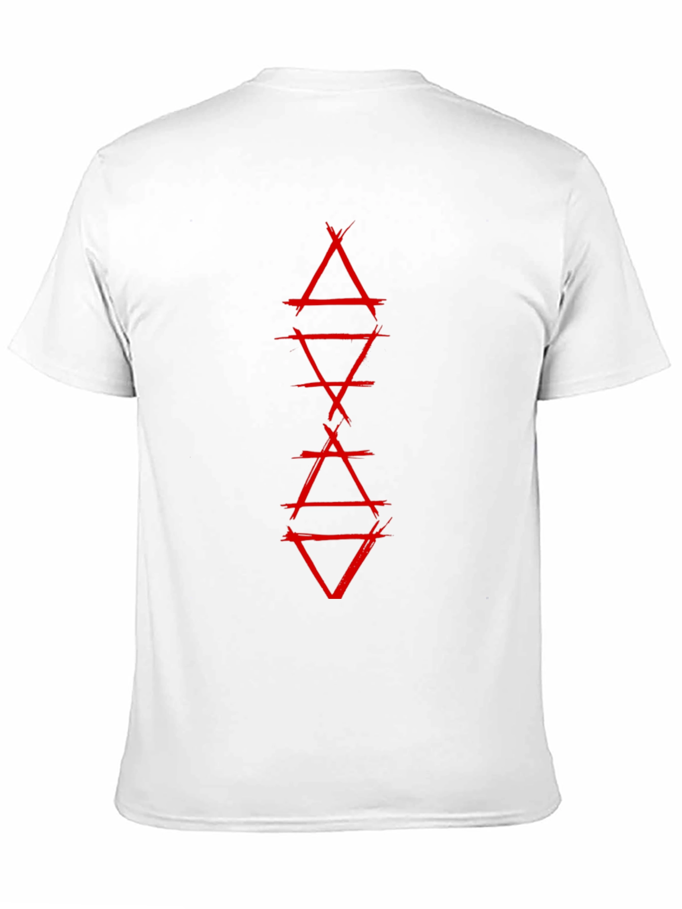 Geometric Red Graphic Print Black T-Shirt