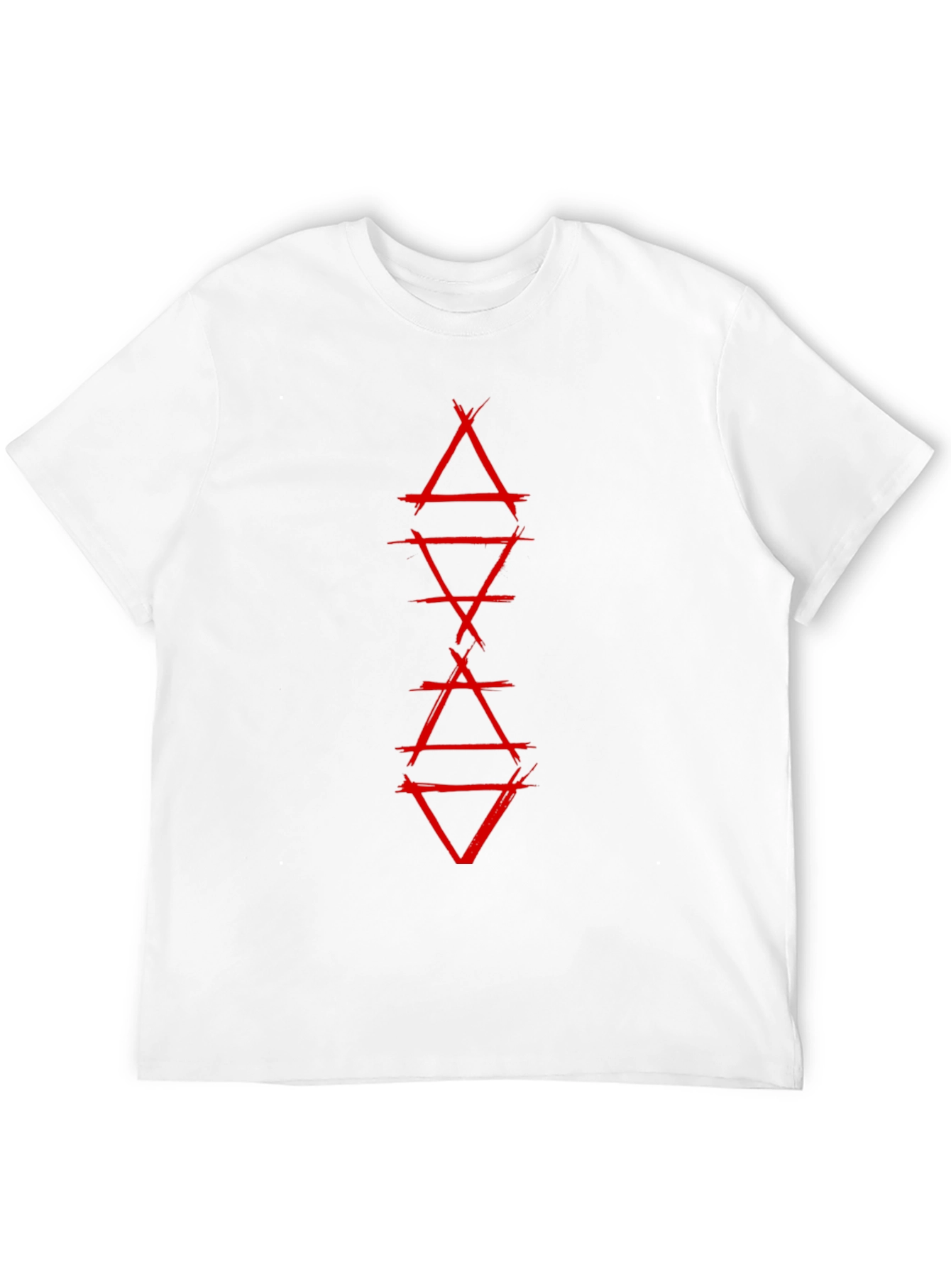 Geometric Red Graphic Print Black T-Shirt