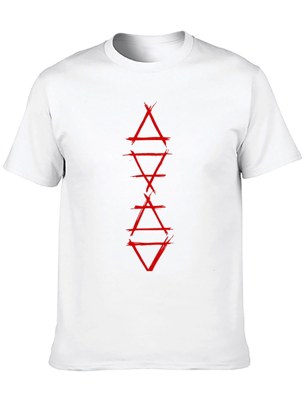 Geometric Red Graphic Print Black T-Shirt